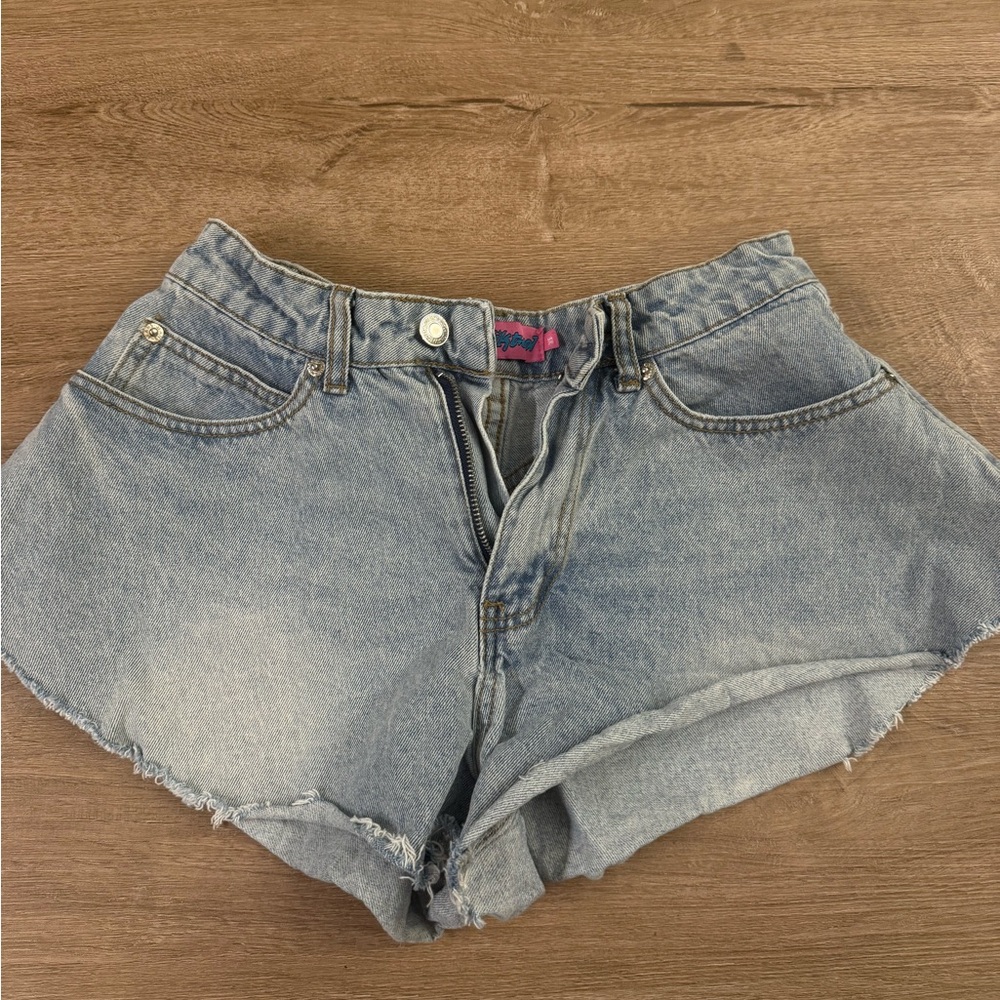 Edikted Light Blue Jean Shorts